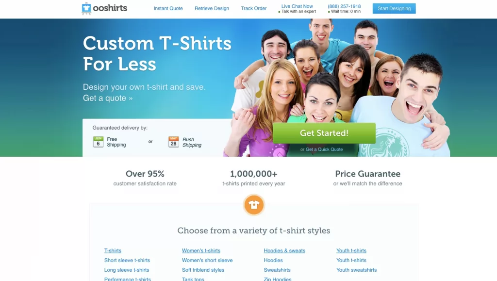 ooshirts homepage