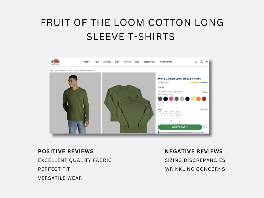 fruit of the loom long sleeve