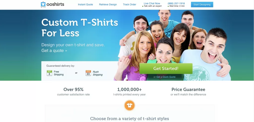 ooshirts homepage