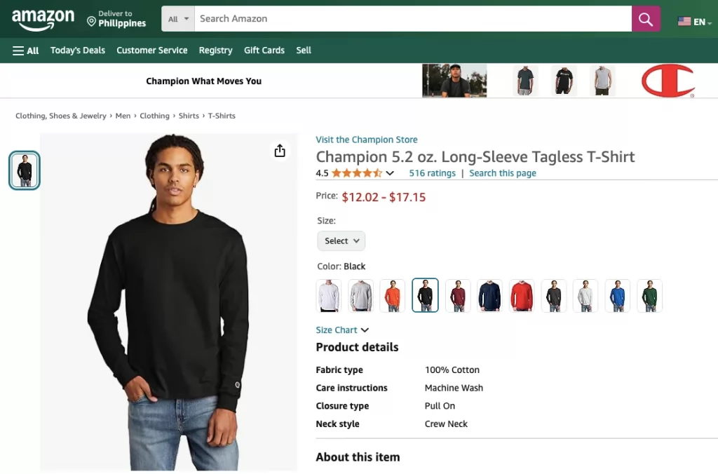 Champion_Amazon_product homepage 