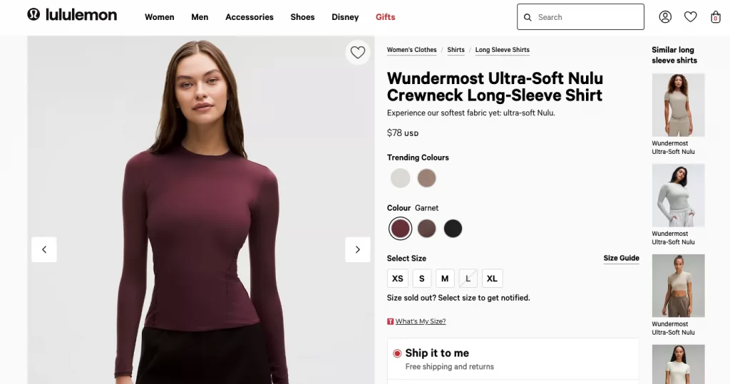 Lululemon Wundermost_product homepage