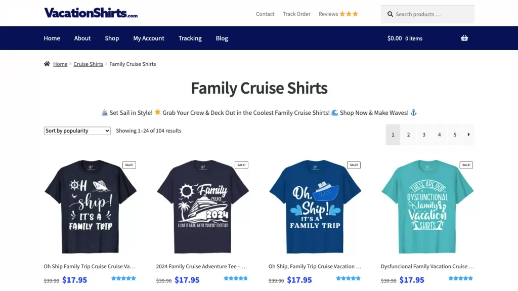 VacationShirts_product homepage